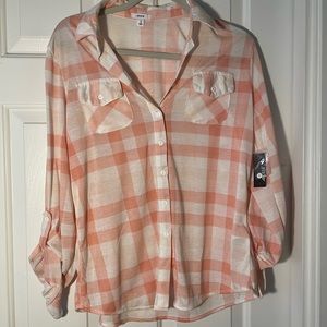 Pink and white summer flannel